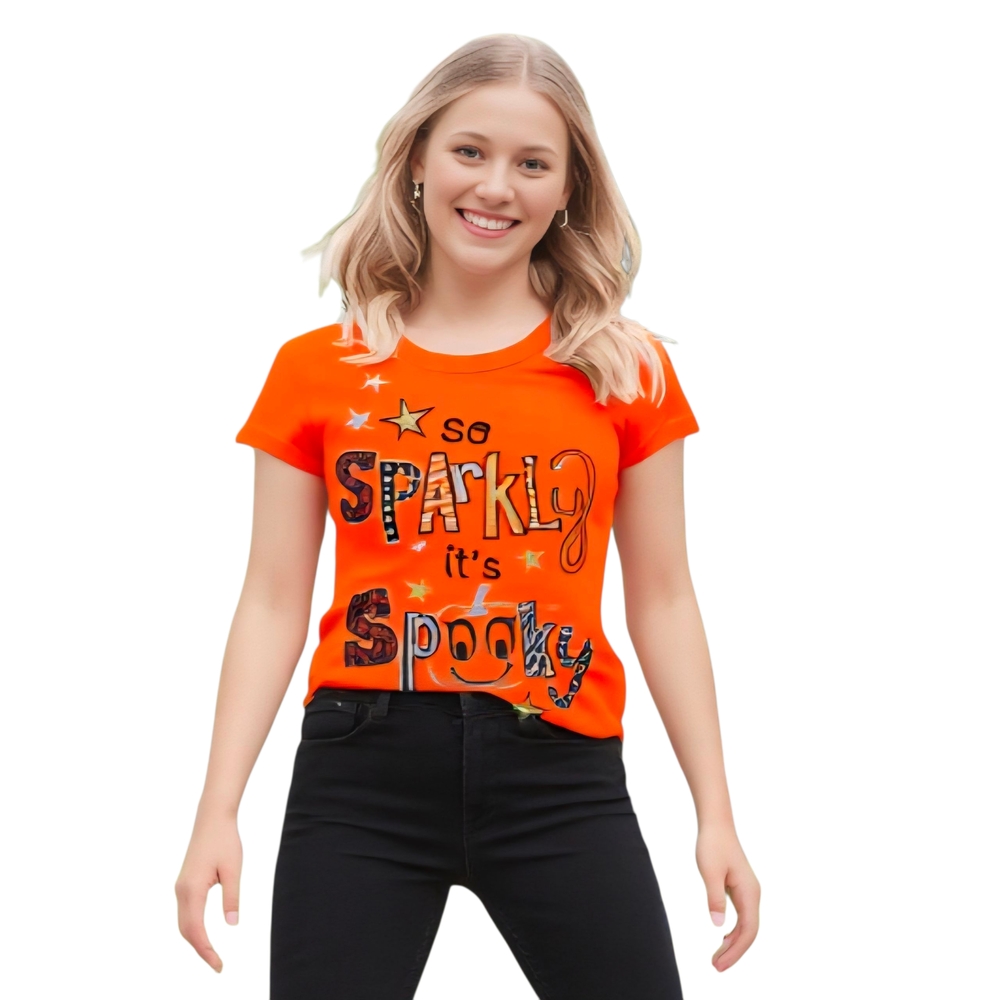 Halloween Tee with Sparkly Design Girls Size XL 14-16 - Picture 9 of 14